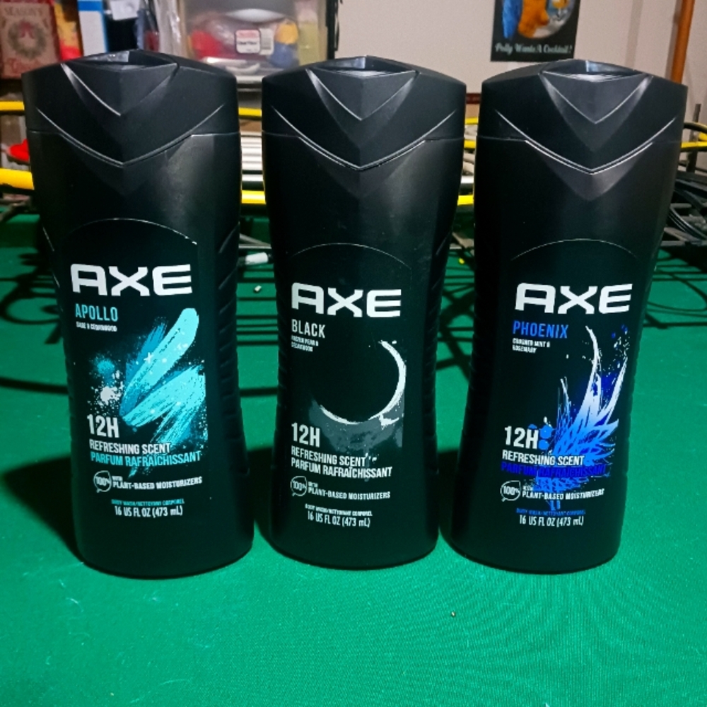 Lot of (3) AXE Body Wash - Apollo, Black, Phoenix 16 FL OZ Each